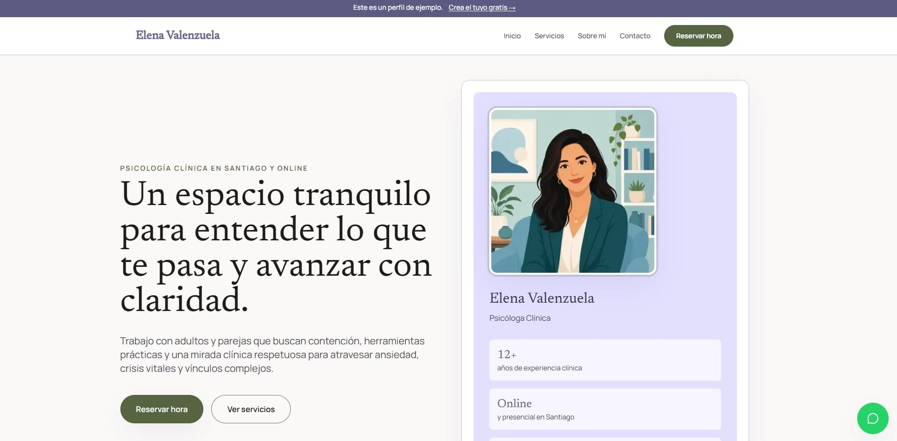 Vista previa de un perfil profesional en luume